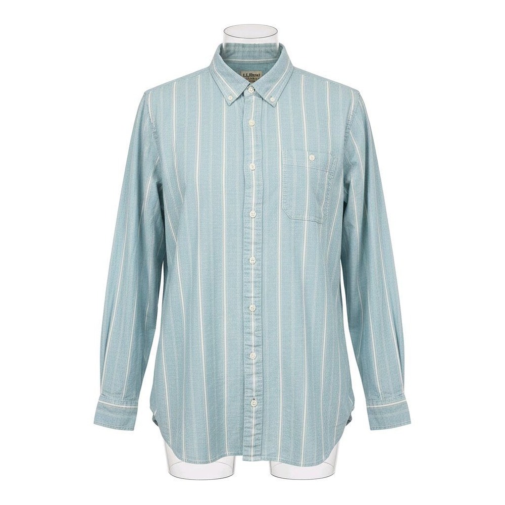 LL Bean Mens XL Tall Striped Button Down Shirt Traditional‎ Fit Blue 515150